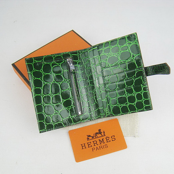 Cheap Replica Hermes Green Crocodile Veins Wallet H006